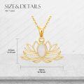 wholesale 14K Gold Opal Lotus Flower Pendant Necklace for Women - Elegant Bridal Jewelry with Natural Stone and Chain (White)-0-3