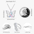 wholesale 925 Sterling Silver Pink & Blue Ribbon Butterfly Pendant Necklaces - PTSD Awareness s for Women-0-4