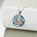 wholesale 925 Sterling Silver and Blue Crystal Cow Pendant Necklace for Women-0-3