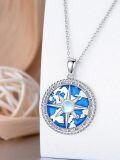 wholesale 925 Sterling Silver Compass World Map Pendant Necklace for Women Girls-0-3