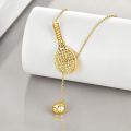 wholesale 925 Sterling Silver Gold Plated Tennis Racket Ball Drop Necklace For Women-0-2