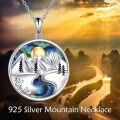 wholesale 925 Sterling Silver Abalone Shell Origami Mountain Pendant Necklace for Women-0-5