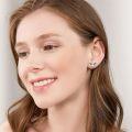 wholesale 925 Sterling Silver Heart-Shaped Bat Moonstone Stud Earrings for Women - Hypoallergenic Gift Idea-0-4
