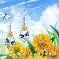 wholesale 925 Sterling Silver Blue Enamel Sunflower & Dragonfly Dangle Earrings for Women Girls Gifts 2 Long-0-4
