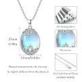 wholesale 925 Sterling Silver Blue Moonstone Tree of Life Lotus Vine Locket Shell Pendant Necklace-0-4