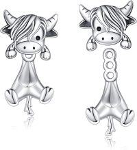 wholesale 925 Sterling Silver Cow Animal Stud Earrings for Women-Highland Cow Stud Earrings