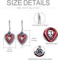 wholesale 925 Sterling Silver Red Crystal Gothic Spider Drop Earrings-0-3