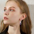 wholesale 925 Sterling Silver 925 Purple Crystal Hummingbird & Flower Dangle Drop Earrings-0-2