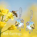 wholesale 925 Sterling Silver Heart-Shaped Flower and Honeybee Drop Earrings for Women & Girls-0-5