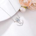 wholesale 925 Sterling Silver Anchor Nautical Pendant Necklace with Rope Detail and Blue Crystal Centerpiece for Women Men  47cm Chain Length-0-1
