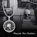 wholesale 925 Sterling Silver Gothic Skull Memento Mori Pendant Necklace with 24 Chain - Stoic  for Men & Women-0-4