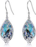 wholesale 925 Sterling Silver Abalone Shell Teardrop Floral Drop Earrings Yoga Jewelry-0-0