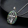 wholesale 925 Sterling Silver Oval Abalone Shell Black Onyx Turquoise Malachite Snake Ankh Eye Of Horus Pendant Necklace  for Women Men 45cm Chain Length-0-3