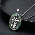 wholesale 925 Sterling Silver Oval Abalone Shell Black Onyx Turquoise Malachite Snake Ankh Eye Of Horus Pendant Necklace  for Women Men 45cm Chain Length-0-3