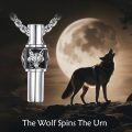 wholesale 925 Sterling Silver Wolf Head Cremation Jewelry Urn Pendant Necklace s for Ashes - 20 Chain + Funnel & Spoon Set-0-1