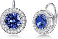 wholesale 925 Sterling Silver Austria Crystal Halo Leverback Earrings Birthday Gifts for Women-0-0