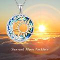 wholesale 925 Sterling Silver Blue Crystal Sun and Moon Pendant Necklace for Women Celestial -0-3