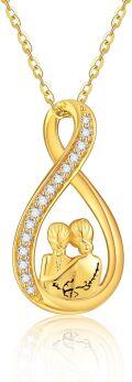 wholesale 14K Gold Infinity Love Pendant with Diamond Accents - Mother and Child Design Necklaces for Women's Gifts-0-0