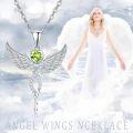 wholesale 925 Sterling Silver Angel Birthstone Necklace with 12 Crystal Gemstones for Protection & Love-0-5