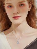 wholesale 925 Sterling Silver Moon Heart Cat Pendant Necklace for Women Gifts-0-4
