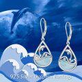 wholesale 925 Sterling Silver Dolphins Larimar Drop Earrings-0-5