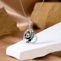 wholesale 925 Sterling Silver 925 Green Enamel Leaf and Black & White Panda Pendant Necklaces for Women Girls - I love you forever Message  Set-0-2