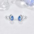 wholesale 925 Sterling Silver Blue Crystal Teardrop Stud Earrings for Women -0-4