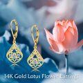 wholesale 14K Gold eardrop Lotus Flower Drop Earrings with CZ Stones-0-1