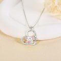 wholesale 925 Sterling Silver Pink Crystal Lamb Heart Pendant Necklace for Women Gifts-0-4