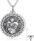 wholesale 925 Sterling Silver Round Pendant with Floral Design and Funnel Set - Keepsake Jewelry for Ashes-0-0