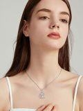 wholesale 925 Sterling Silver Girl and Dog in Heart Shape Pendant Necklace for Women-0-1