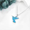 wholesale 925 Sterling Silver Blue Opal Hummingbird Necklace for Women Mom Gifts-0-3