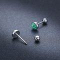 wholesale 925 Sterling Silver Malachite Round Stud Earrings - Small Green Stone Jewelry for Women-0-2