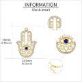 wholesale 14K Gold Evil Eye Hamsa Pendant Necklace with Cubic Zirconia and Chain for Women-0-4