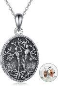 wholesale 925 Sterling Silver Tree of Life Photo Frame Pendant Necklace for Women Wife Girlfriend Gift-0-0