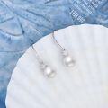 wholesale 10K Gold Moissanite & Freshwater Pearl Dangle Earrings, Hypoallergenic, 9mm, 28mm, Gift for Women-0-4