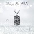 wholesale 925 Sterling Silver Rectangular Celtic Knotwork Wolf & Raven Pendant Chain Necklace-0-4
