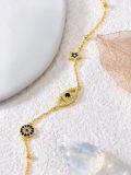 wholesale Gold 925 Sterling Silver Evil Eye Star Anklet with Blue Stones and CZs for Women-0-2