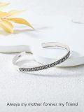 wholesale 925 Sterling Silver Always My Mother Forever My Friend Inspirational Cuff Bracelet Set-0-2