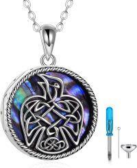 wholesale 925 Sterling Silver Celtic Knot Abalone Shell Pendant Urn Necklace for Ashes - Memorial Keepsake Jewelry with Funnel and Fill Tool Set-Raven