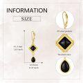 wholesale 925 Sterling Silver & Black Onyx Square Teardrop Leverback Earrings - Bohemian  for Women-0-4