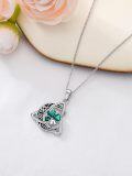 wholesale 925 Sterling Silver Cross with Celtic Knot and Green Shamrock Pendant Necklace-0-9