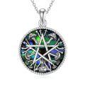 wholesale 925 Sterling Silver Pentagram Mushroom Abalone Shell Oval Pendant Necklace For Women-0-0