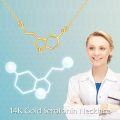 wholesale 14K Gold Serotonin Molecule Necklace for Happiness & Well-Being, Hypoallergenic Fine Jewelry Gift for Women-0-4