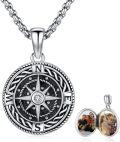 wholesale 925 Sterling Silver Compass Locket Photo Frame Pendant Necklace  for Men & Women Graduation Gifts-0-0