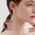 wholesale 925 Sterling Silver Plated Gold Snake Stud Earrings Wholesale with Green Eyes and Cubic Zirconia Accents for Women-0-2