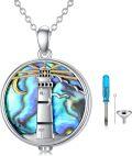 wholesale 925 Sterling Silver Lighthouse Pendant Necklace with Abalone Shell and Funnel Fillers Set-0-0
