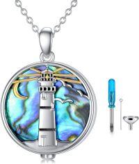 wholesale 925 Sterling Silver Lighthouse Pendant Necklace with Abalone Shell and Funnel Fillers Set-Lighthouse Urn