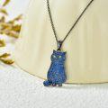 wholesale S925 Sterling Silver Blue Crystal Cat Pendant Necklace for Women-0-1