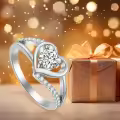 TOUPOP 14K Gold Plated Moissanite Heart Engagement Ring Wedding Band-0-5